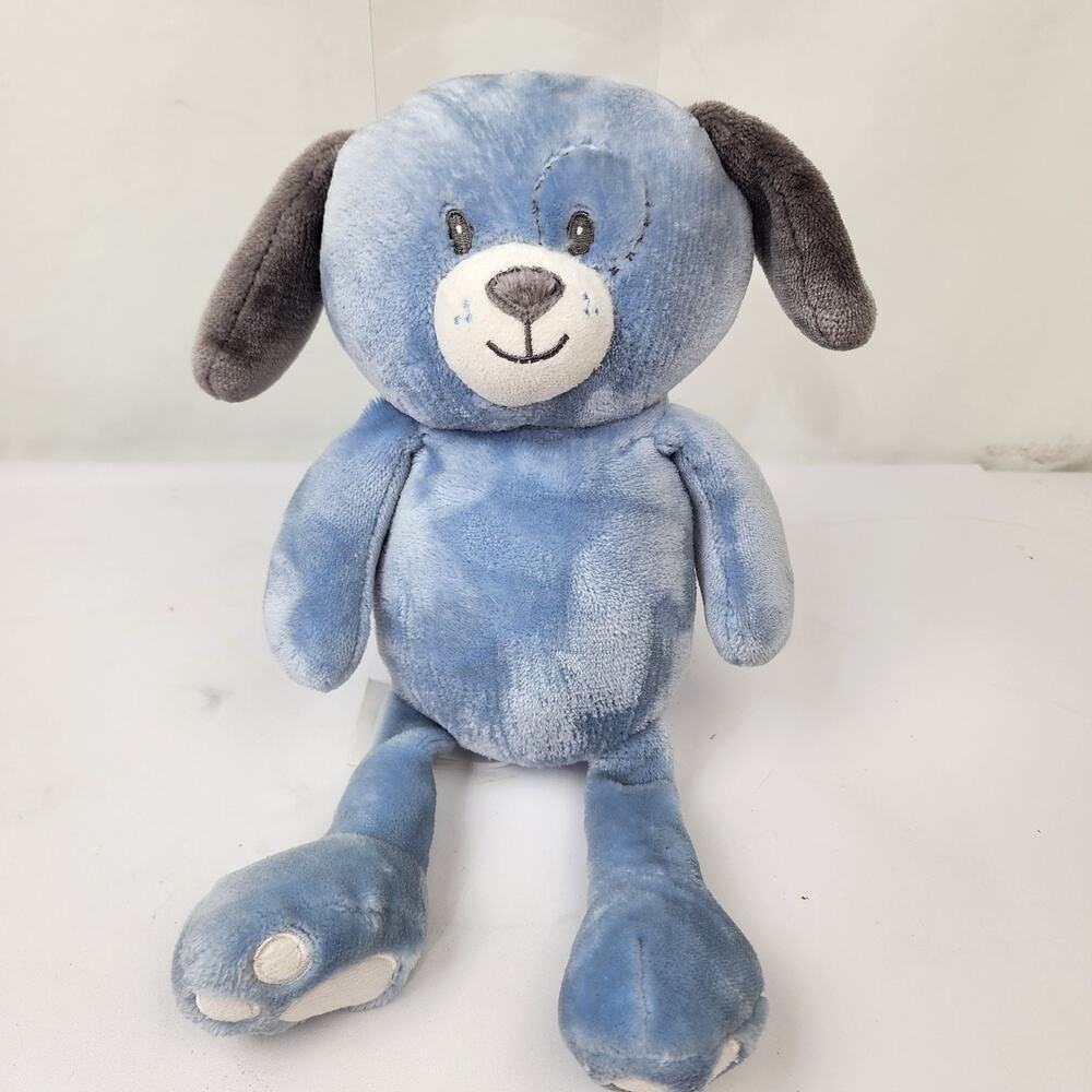 Costco Little Miracles Plush Puppy Dog Lovey Blue Gray 13" Velour Rare Ear Color